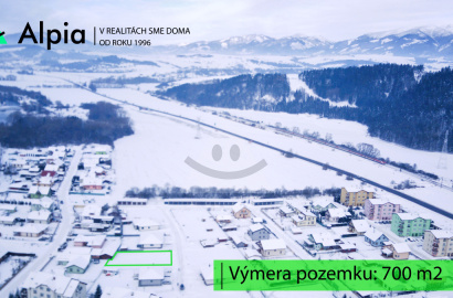 Sunny building plot with networks in the lucrative part of Podtureň, Liptovský Mikuláš