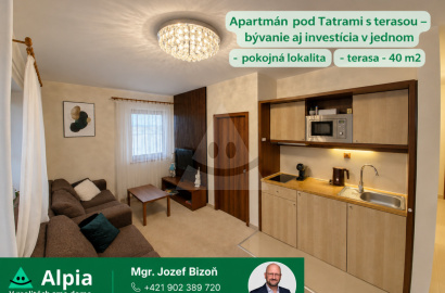 offers for sale a fully renovated and furnished 1-bedroom apartment located in the popular area of Veľká Lomnica.