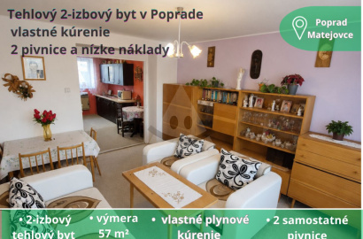 Spacious 1-Bedroom Brick Apartment with Private Heating, Pantry and Two Cellars – Poprad – Matejovce