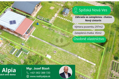 Alpia exclusively offers for sale a well-maintained garden with an insulated garden cottage located in the popular area of Spišská Nová Ves – Nový cintorín.