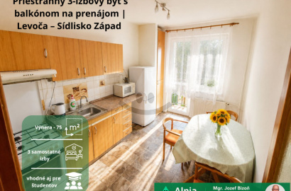 offers for rent a spacious 3-room apartment located in Levoča, Sídlisko Západ.