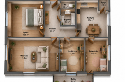 Sunny 4-room apartment with loggia / 81 m2 / Žilina - Vlčince III