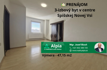 for rent a 3-bedroom apartment located in the very centre of Spišská Nová Ves on the popular Zimná Street.
