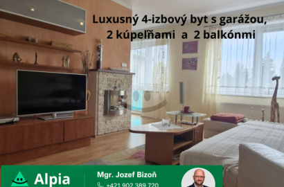 Reality Alpia exclusively offers for sale a spacious 4-bedroom apartment with a private garage in Dostojevského Street, Poprad.